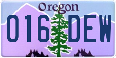 OR license plate 016DEW