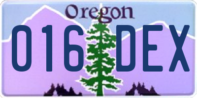 OR license plate 016DEX