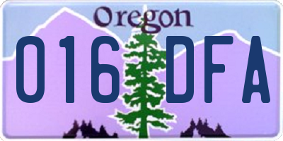 OR license plate 016DFA