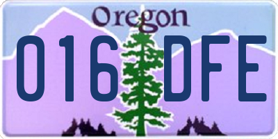 OR license plate 016DFE