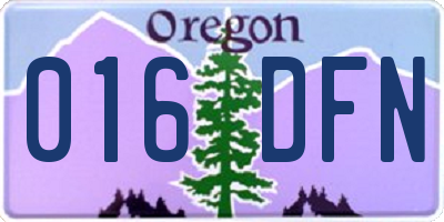 OR license plate 016DFN