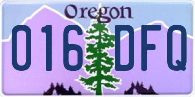 OR license plate 016DFQ