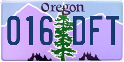 OR license plate 016DFT