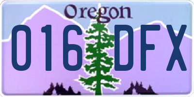 OR license plate 016DFX