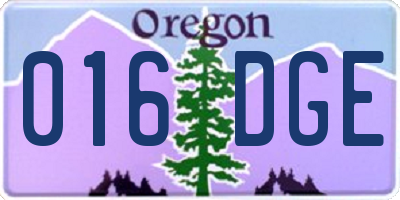 OR license plate 016DGE