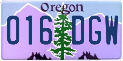 OR license plate 016DGW