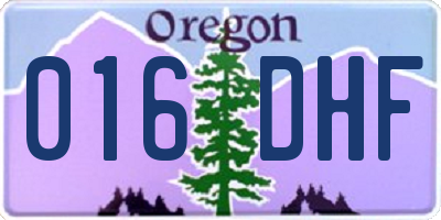 OR license plate 016DHF