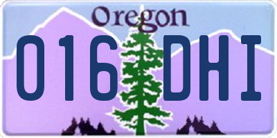 OR license plate 016DHI