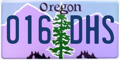 OR license plate 016DHS