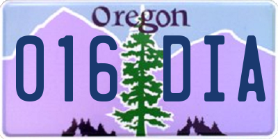 OR license plate 016DIA