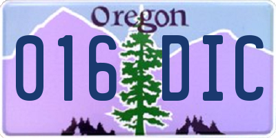 OR license plate 016DIC