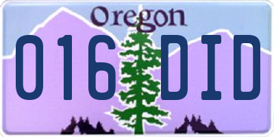 OR license plate 016DID