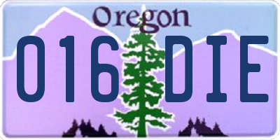 OR license plate 016DIE