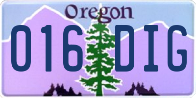 OR license plate 016DIG
