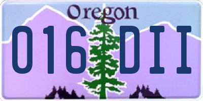 OR license plate 016DII