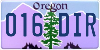 OR license plate 016DIR