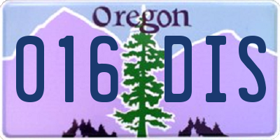 OR license plate 016DIS