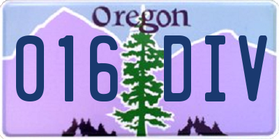 OR license plate 016DIV