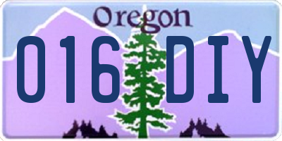 OR license plate 016DIY