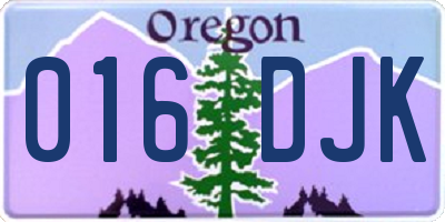 OR license plate 016DJK