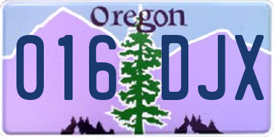 OR license plate 016DJX