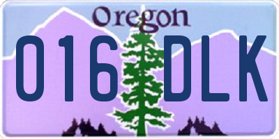 OR license plate 016DLK