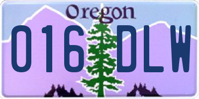 OR license plate 016DLW