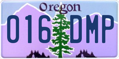 OR license plate 016DMP