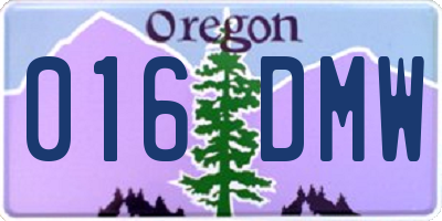 OR license plate 016DMW