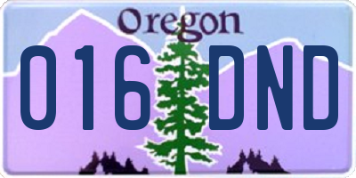 OR license plate 016DND