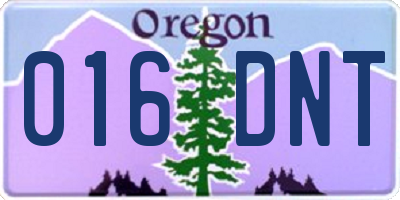 OR license plate 016DNT