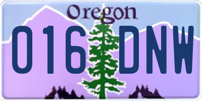 OR license plate 016DNW