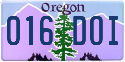 OR license plate 016DOI