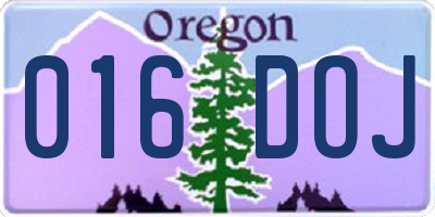 OR license plate 016DOJ