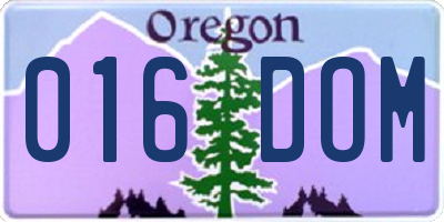 OR license plate 016DOM