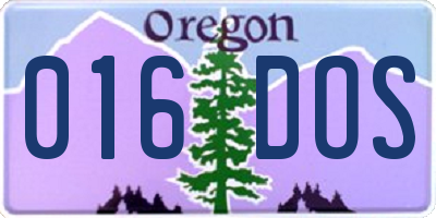 OR license plate 016DOS