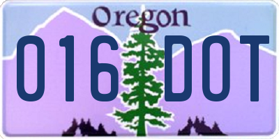 OR license plate 016DOT