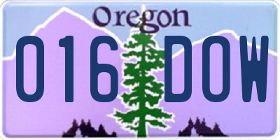 OR license plate 016DOW
