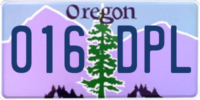 OR license plate 016DPL