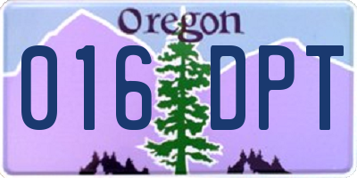 OR license plate 016DPT