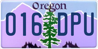 OR license plate 016DPU