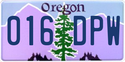 OR license plate 016DPW