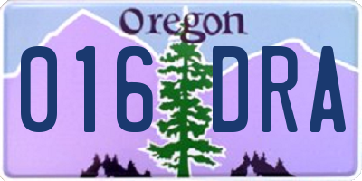 OR license plate 016DRA