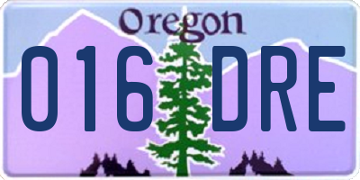 OR license plate 016DRE