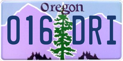 OR license plate 016DRI