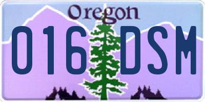 OR license plate 016DSM