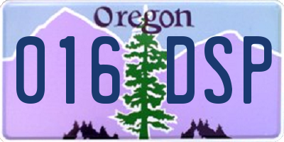 OR license plate 016DSP