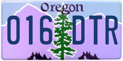 OR license plate 016DTR