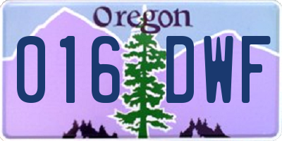 OR license plate 016DWF