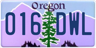 OR license plate 016DWL